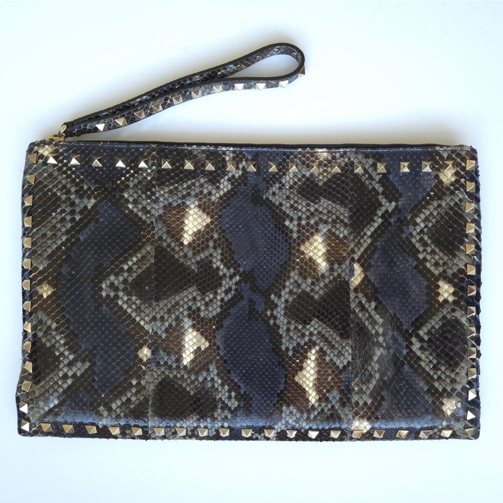Valentino Multicolor Python Rockstud Clutch - Picture 3 of 8